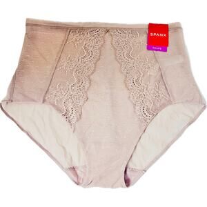 SPANX Spotlight On Lace XL Beige High Waist Shaping Briefs Nude Chic Glam